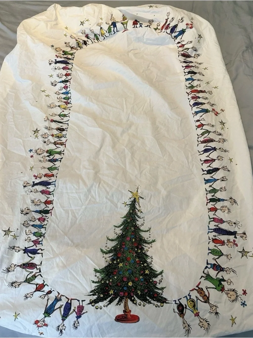 Pottery Barn Kids Dr. Seuss The Grinch Christmas Photo Op Crib Sheet Rare Find